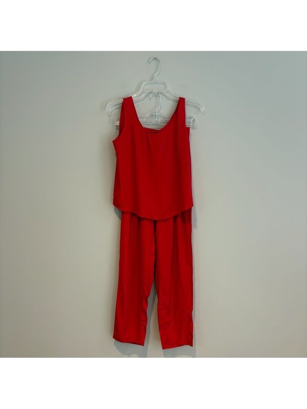 Vintage Wrapper Vibrant Red Sleeveless Pant and Top Set